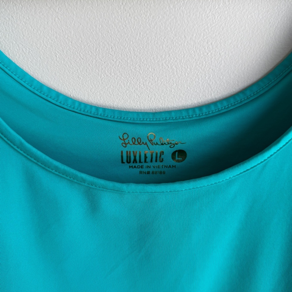 Lilly Pulitzer Teal Luxletic Sunray Bra Tank Top | Size Large - Picture 3 of 9